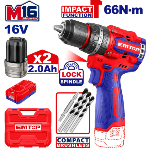 An image of a product called Kompakt kömürsüz akkumulyatorlu zərbəli drel 66N-m