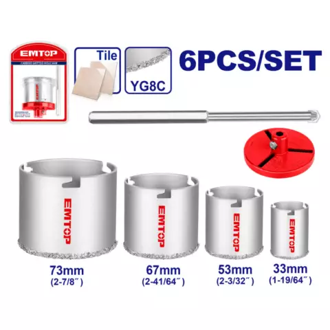 An image of a product called Kafel və kərpic üçün tac burğu dəsti 6 əd.